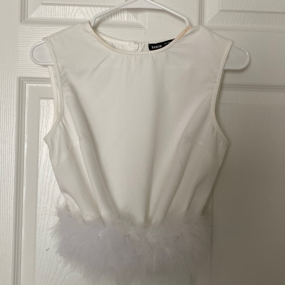 Fuzzy Crop Top White